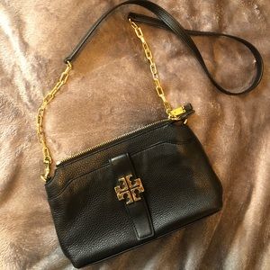 Tory Burch crossbody convertible clutch black EUC